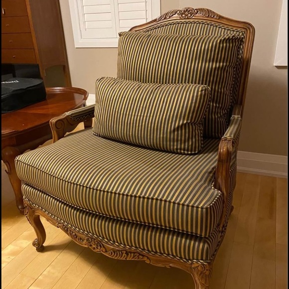Stripes brown fabric arm chair - Picture 2 of 6